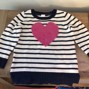 Gap- Tunic Sweater Navy/Cream Striped with Heart